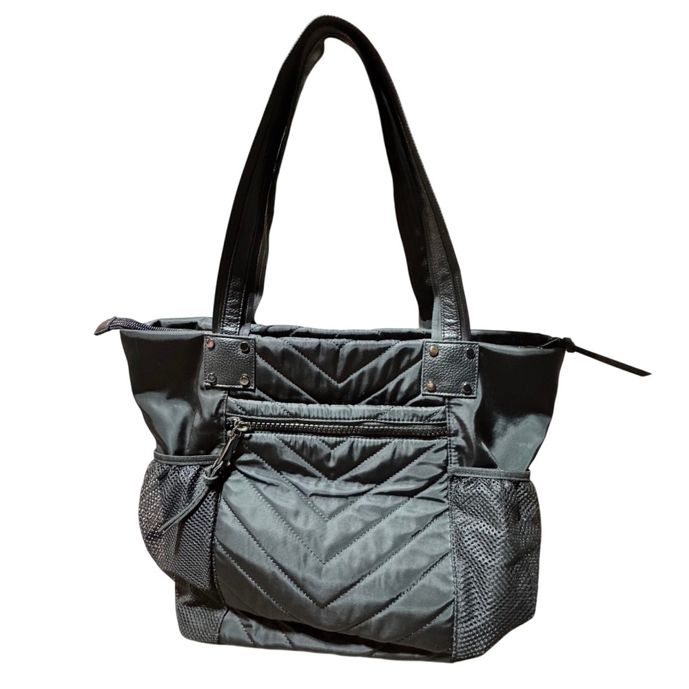 Cynthia Rowley Black Quilted Tote Bag with Luggage Strap & Plentiful Pockets